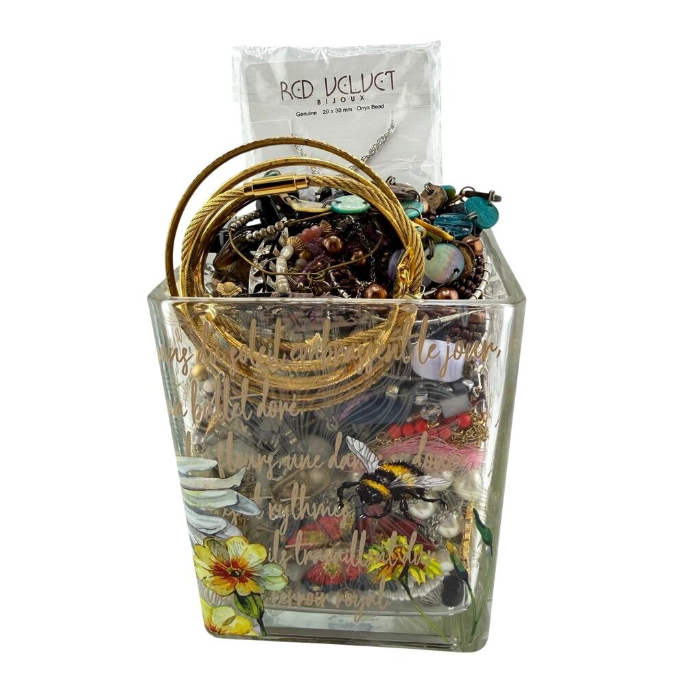 Jewelry Jar Vintage to Now Wearable Necklaces Earrings Bracelets 3 LB 13OZ